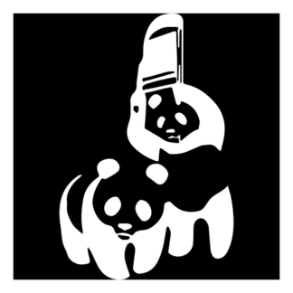 Funny Panda Fight Decal (White)